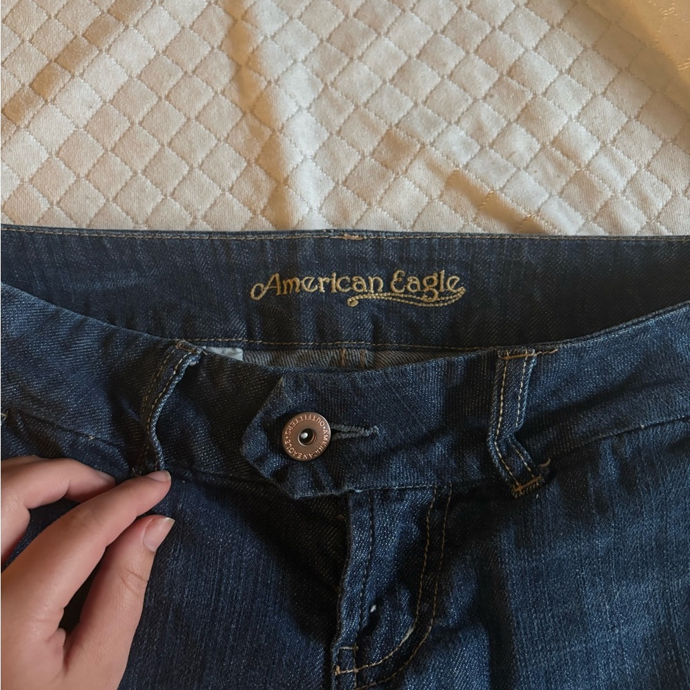 Vintage American Eagle EXTREMELY low rise, dark wash, wide leg jeans